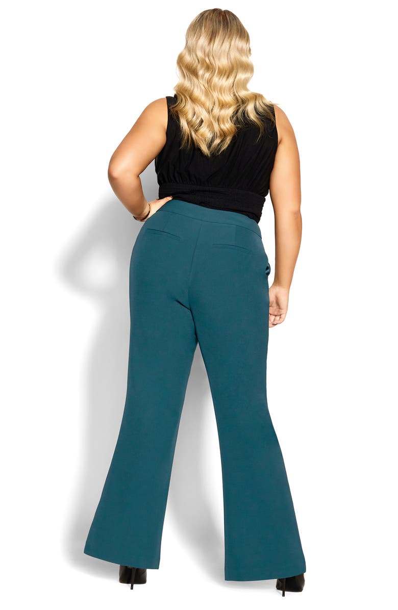 City Chic Vienna High Waist Flare Pants, Alternate, color, Jade
