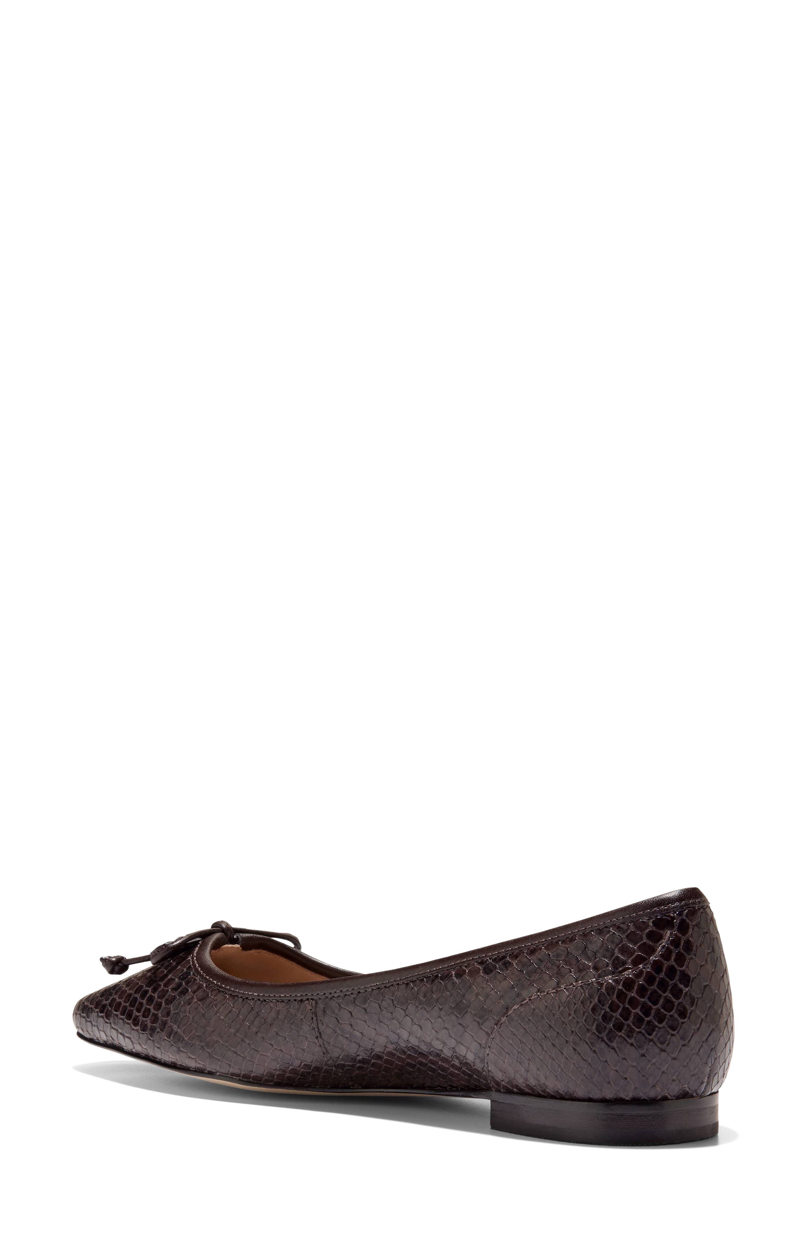 Paget Leather Ballet Flat, Alternate, color, DARK CHOCOLATE SNAKE PRINT