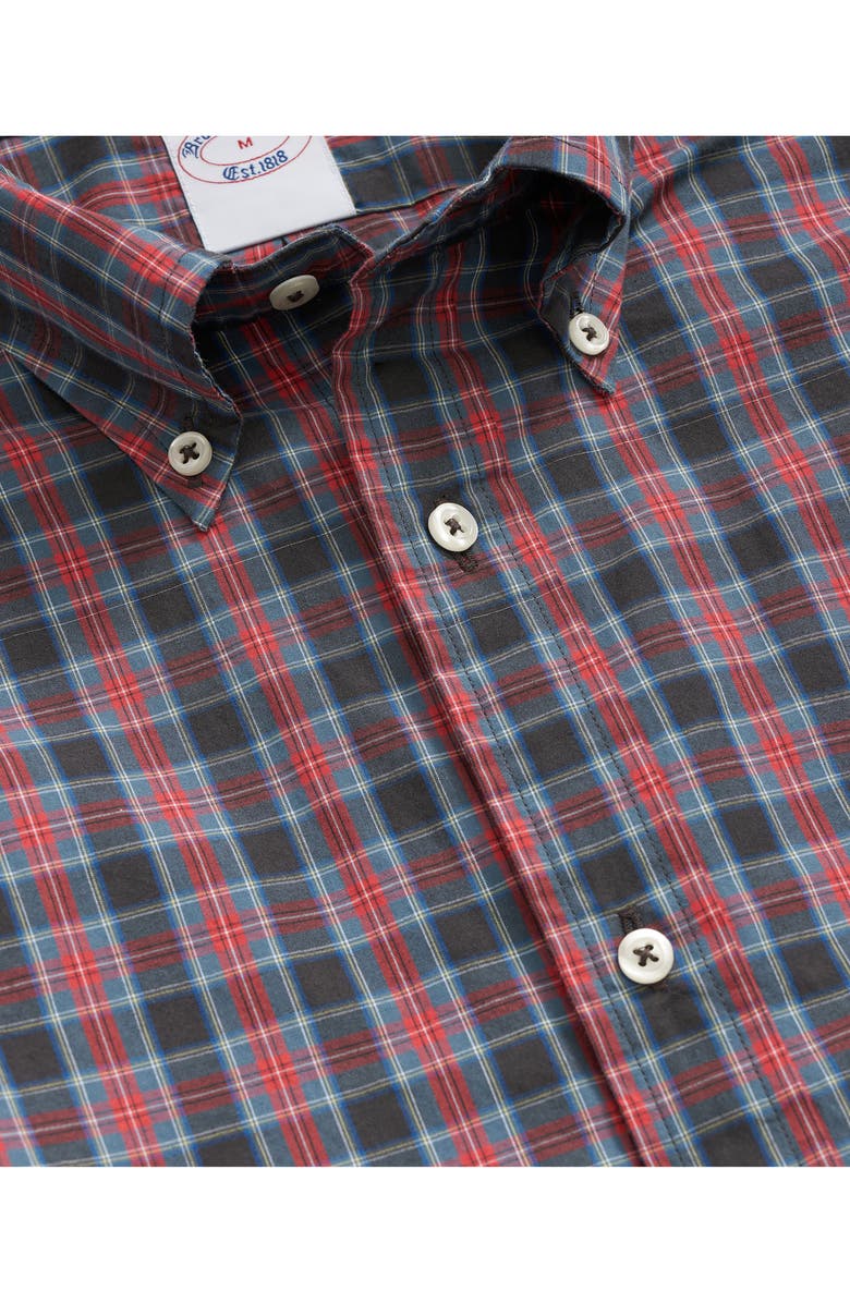 Brooks Brothers Friday Plaid Cotton Poplin Button-Down Shirt, Alternate, color, Black Stewart