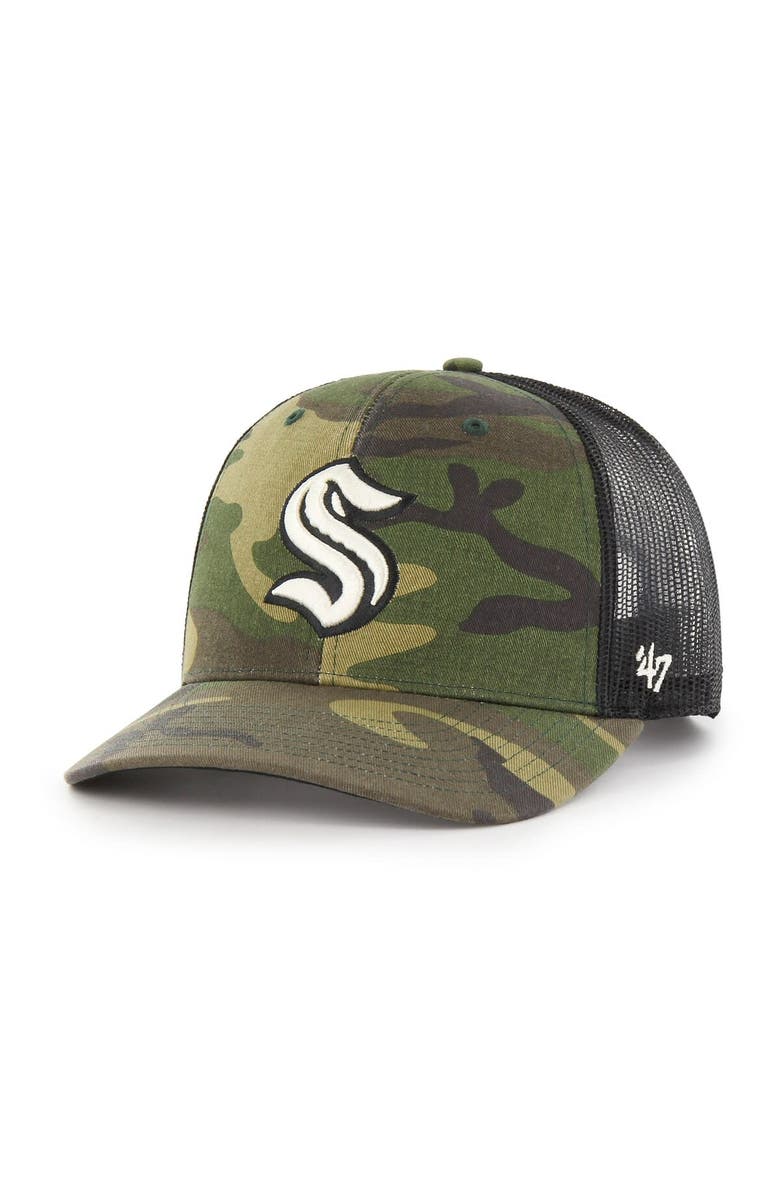 '47 Men's '47 Camo/Black Seattle Kraken Trucker Snapback Hat, Main, color, Camo