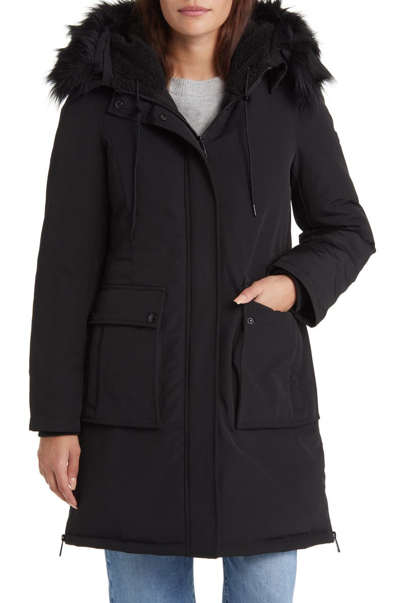 Sam Edelman Faux Fur Trim Parka, Main, color,