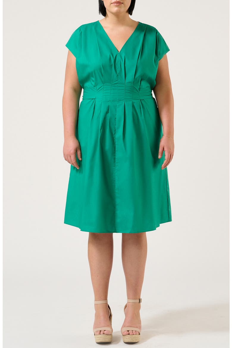 Rebekah Pleated Dress, Main, color, EMERALD