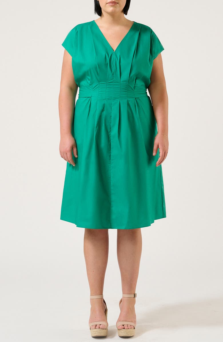 Estelle Rebekah Pleated Dress, Main, color, Emerald