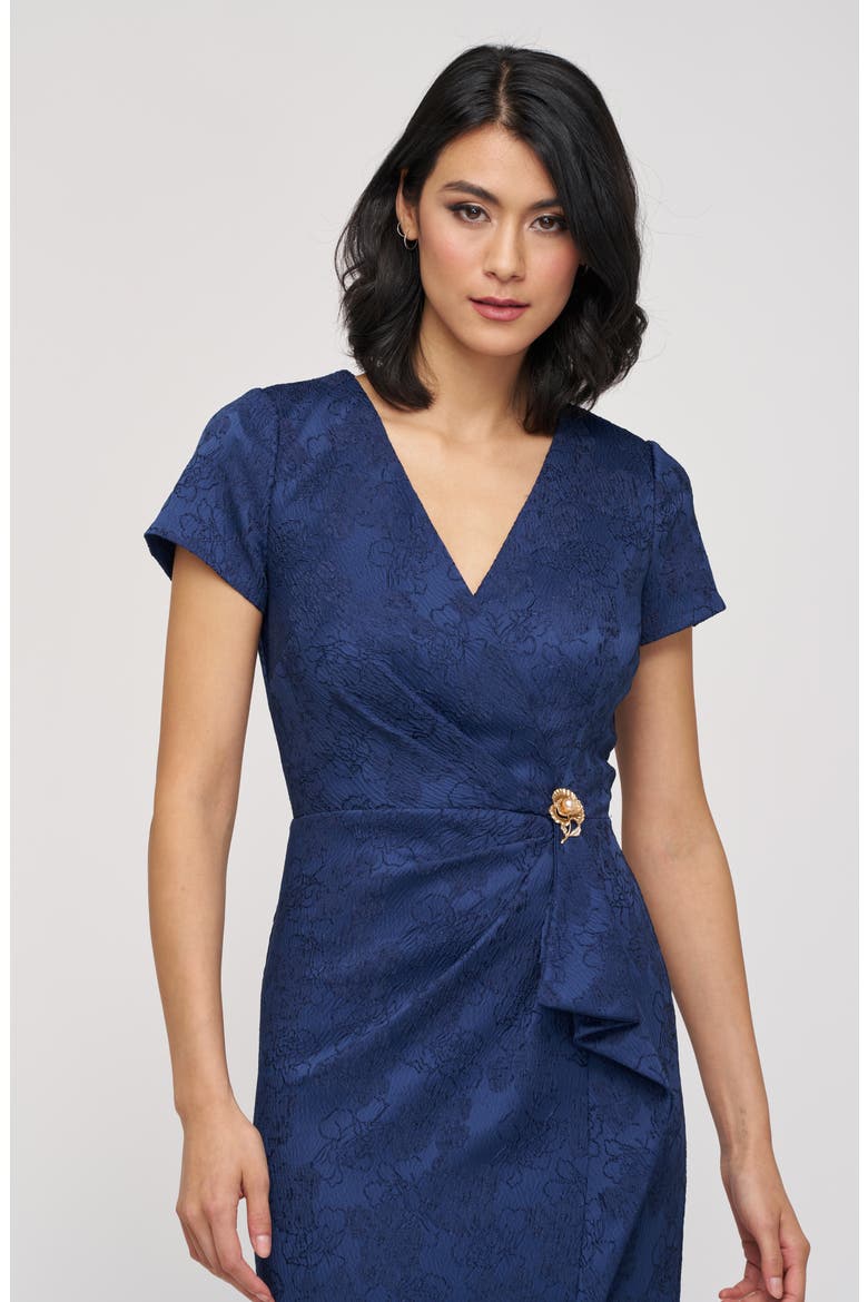 Aidy Faux Wrap Column Gown, Alternate, color, NAVY