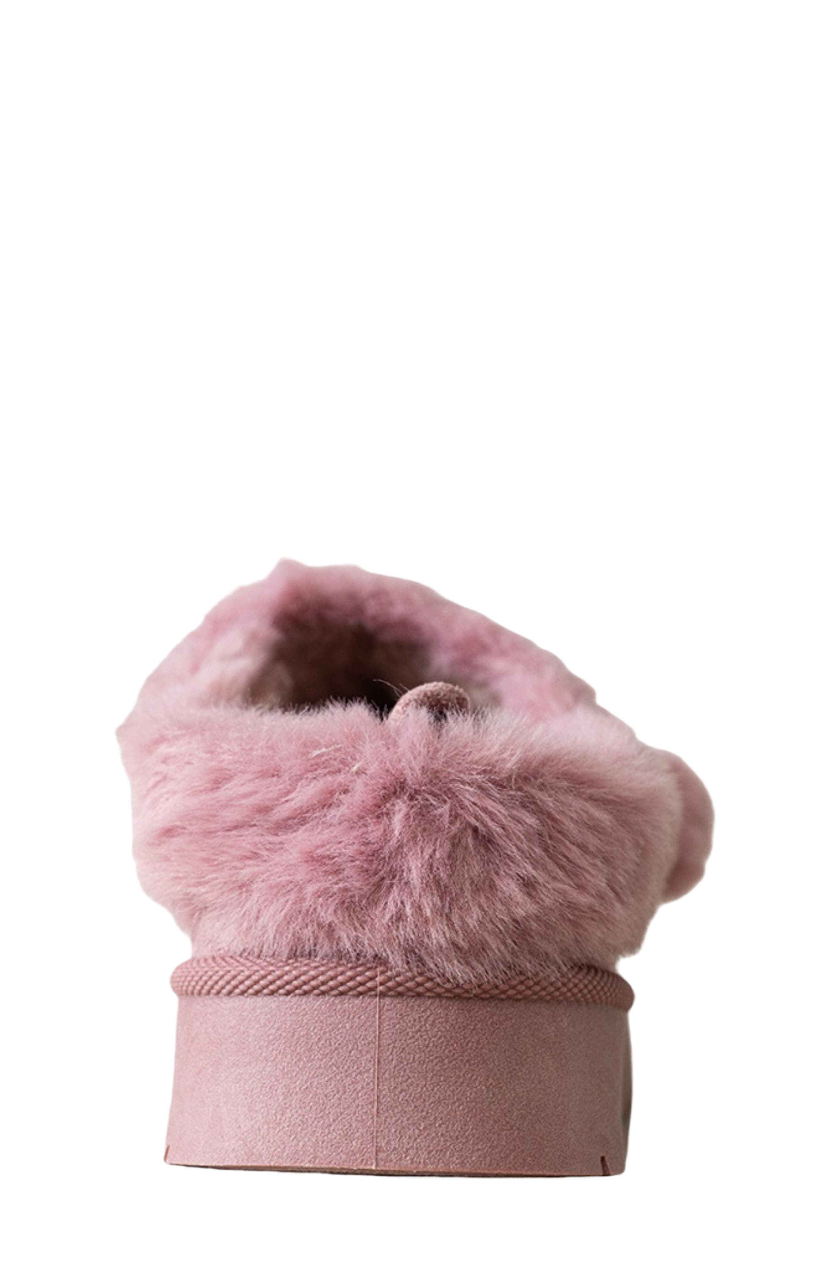Kids' Cozy Faux Fur Slipper, Alternate, color, DARK MAUVE
