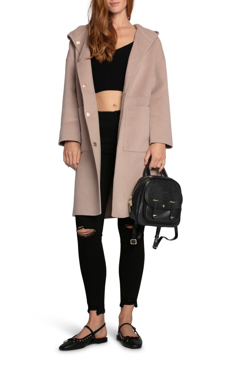 Belle & Bloom Sunday Morning Wool Blend Coat, Alternate, color, Sand