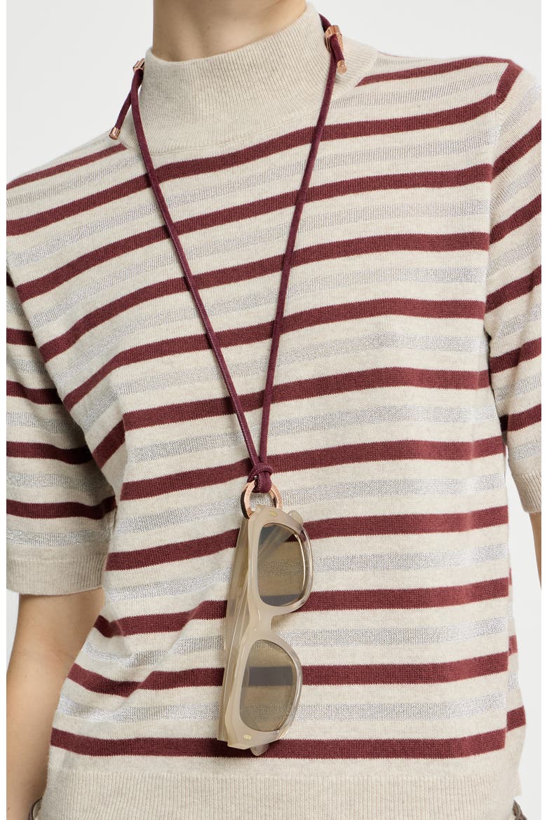 Alcantara glasses cord with monili, Alternate, color, Burgundy
