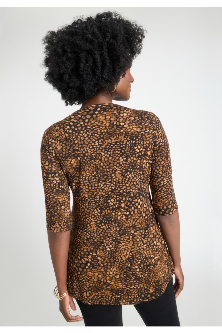 Stretch Knit Pleated Tunic, Alternate, color, NEUTRAL ABSTRACT DOT