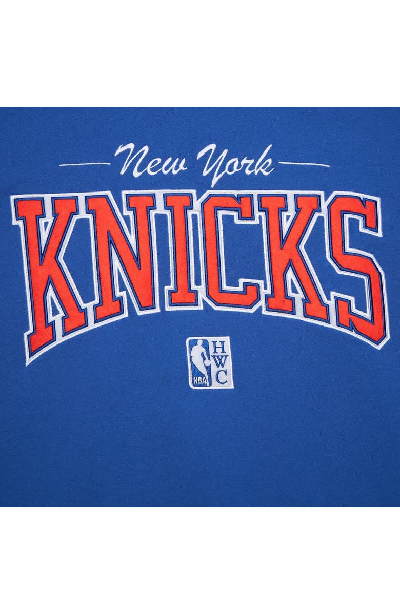 Mitchell & Ness Men's Mitchell & Ness Blue New York Knicks Hardwood Classics There & Back 2.0 Vintage Pullover Sweatshirt, Alternate, color, 
