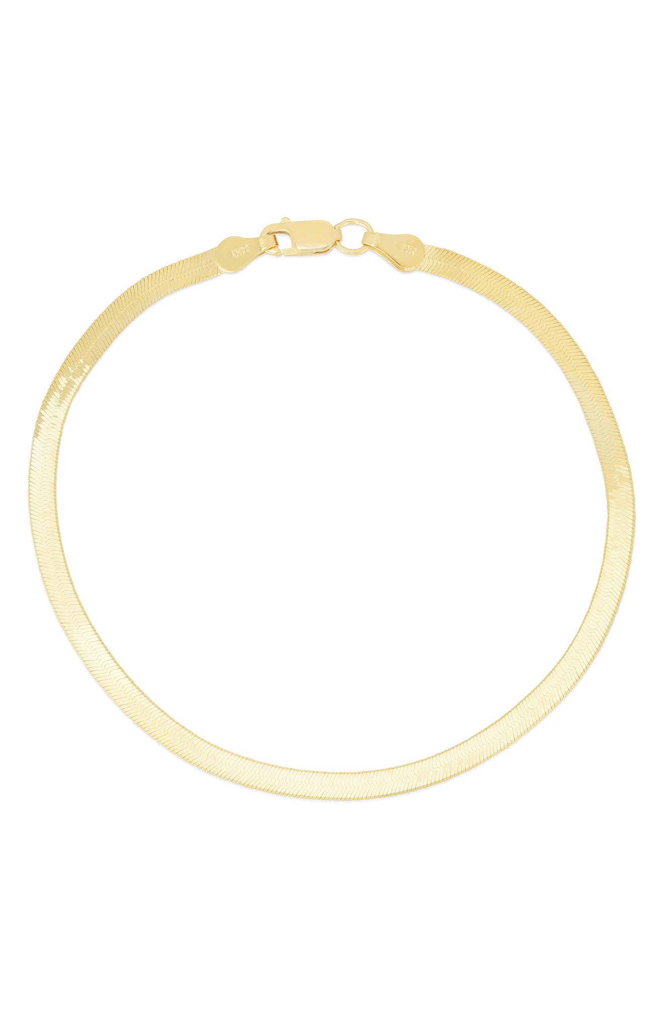 KARAT RUSH 14K Gold Plated Sterling Silver 2.7mm Herringbone Chain Anklet