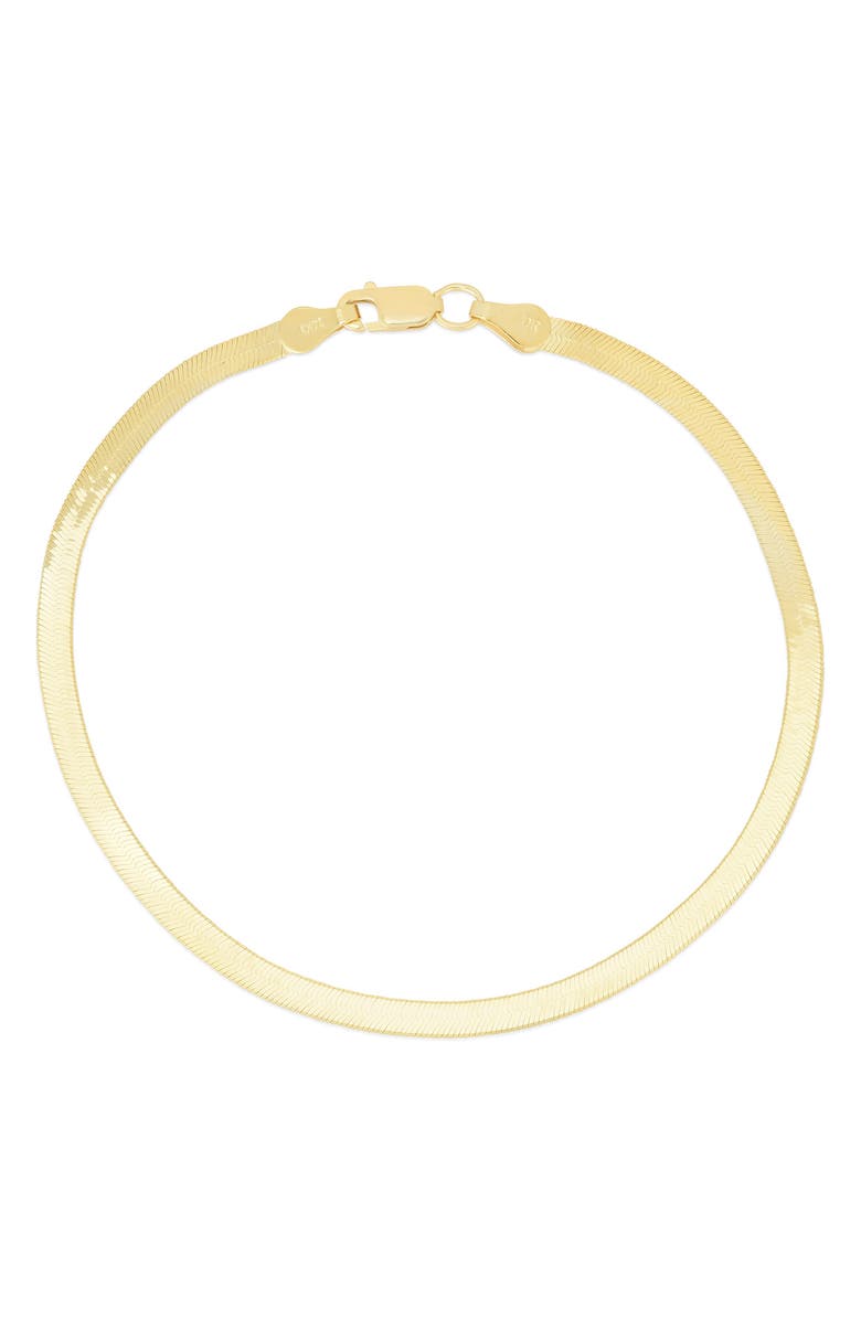 KARAT RUSH 14K Gold Plated Sterling Silver 2.7mm Herringbone Chain Anklet, Main, color, Yellow