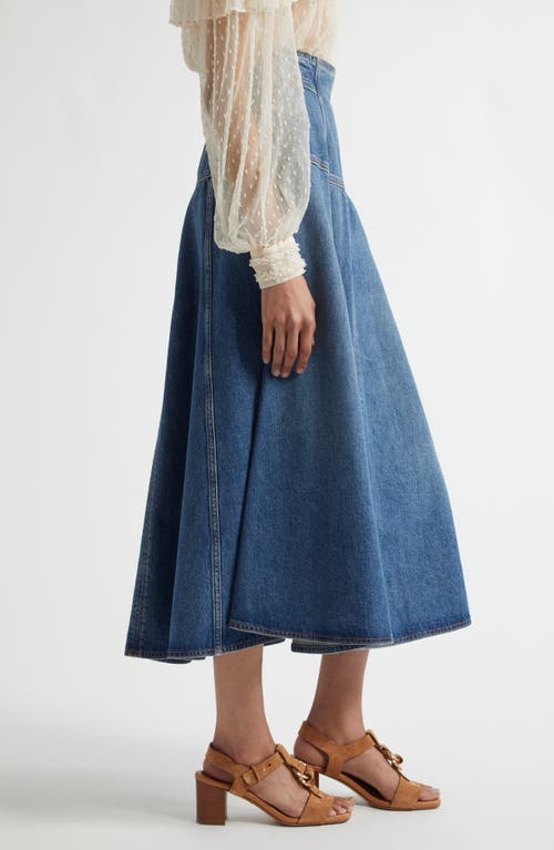Shop Ulla Johnson The Brigette A-line Denim Midi Skirt In Danube