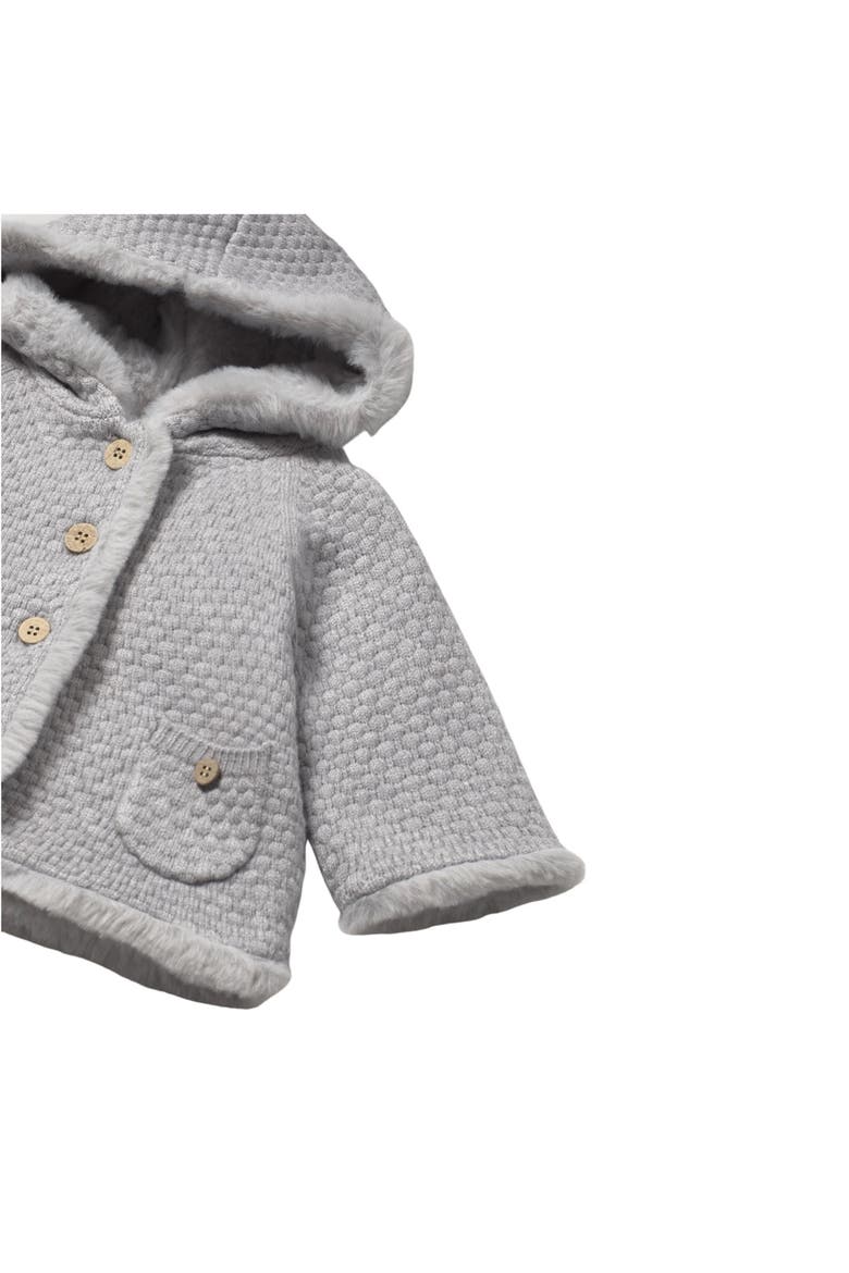 Knit Jacket with Faux Fur, Alternate, color, Grey