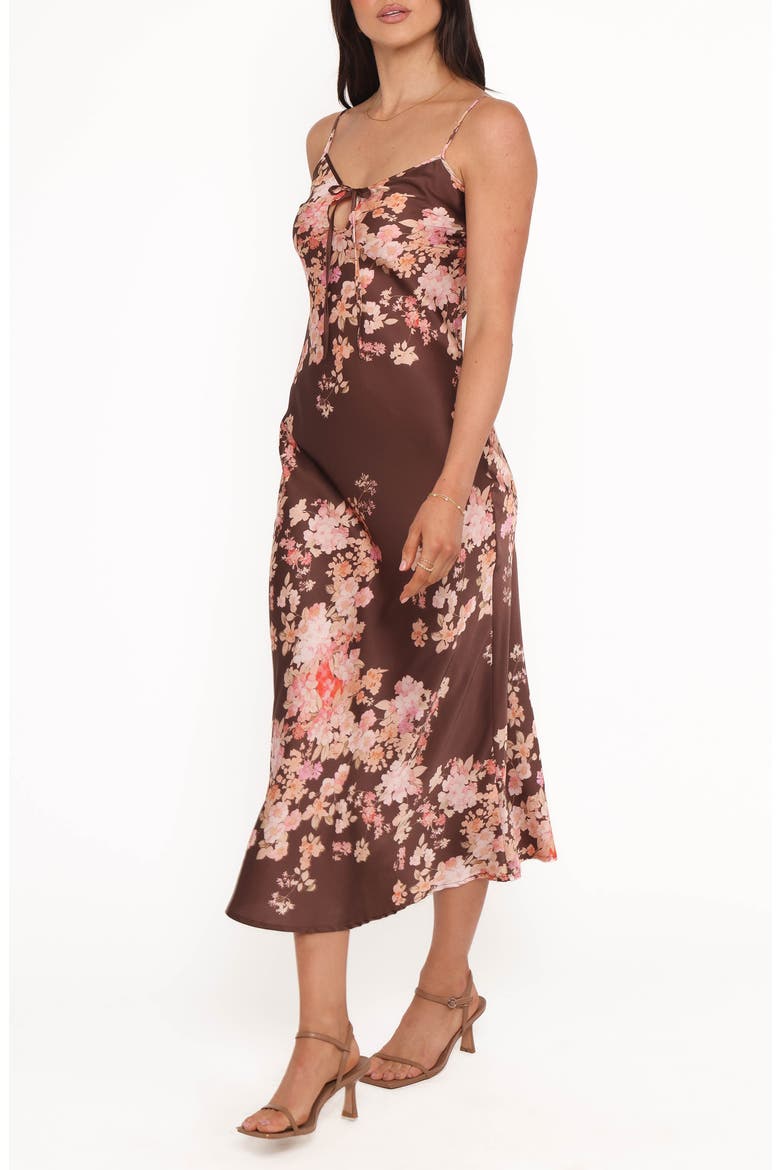 Jamila Floral Midi Dress, Alternate, color, BROWN FLORAL