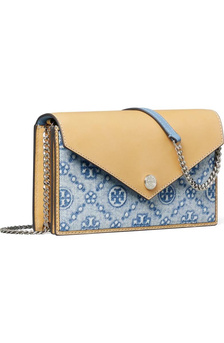 Tory Burch T Monogram Denim Envelope Crossbody, Alternate, color, Powder Blue