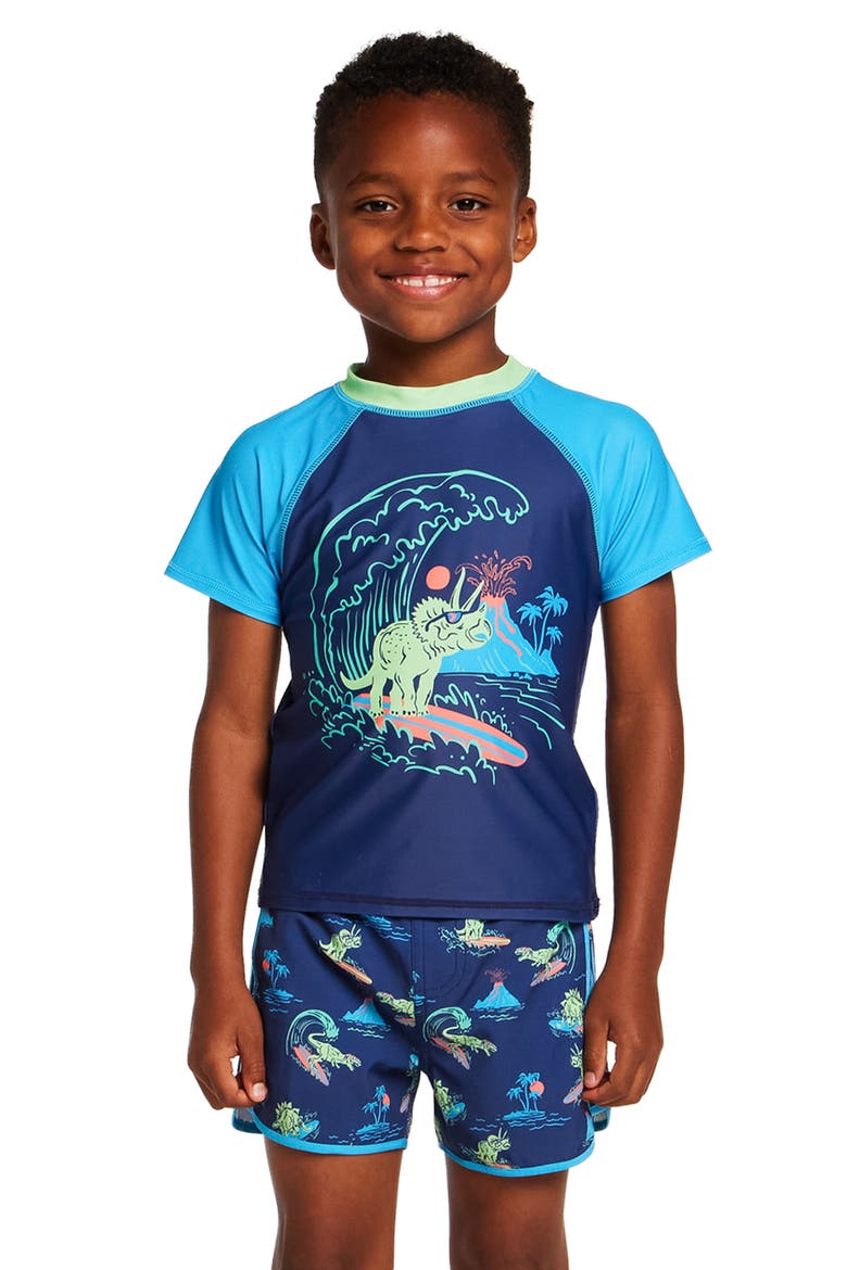 Kids' Volley Swim Trunks, Alternate, color, NAVY DINO