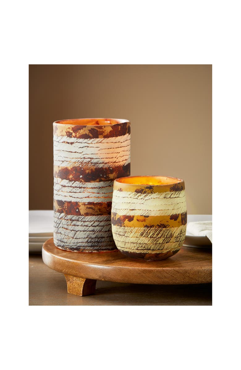 tag Textured Earth Tone Glass Hurricane Candle Holder Large, Alternate, color, Brown