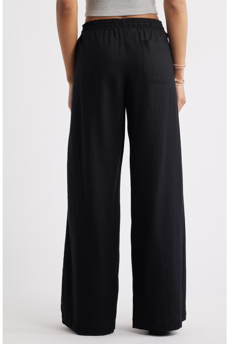 Linen Blend Beach Pants, Alternate, color, BLACK