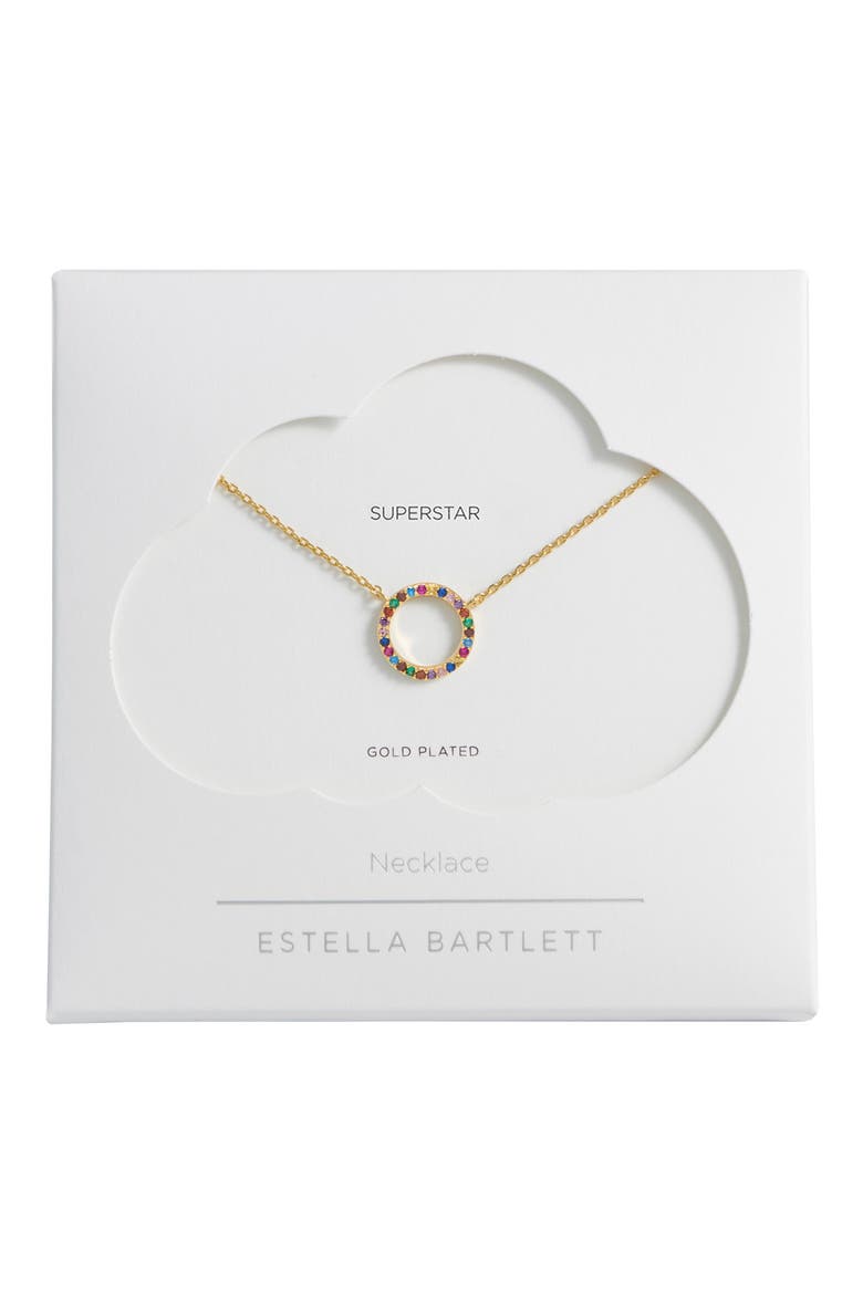 Cubic Zirconia Circle Pendant Necklace, Main, color, GOLD
