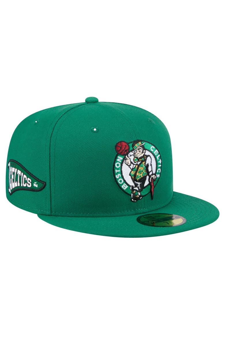 Men's New Era Kelly Green Boston Celtics Throwback Pennant 59FIFTY Fitted Hat, Main, color, Kelly Green