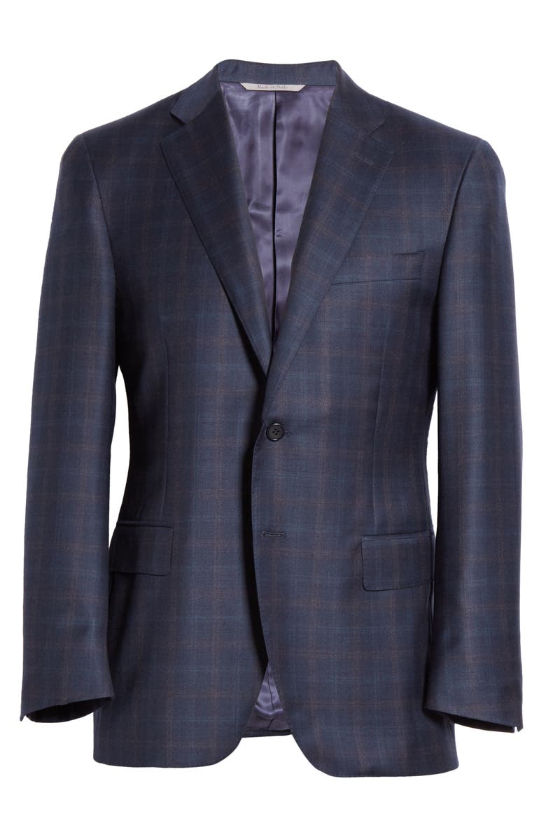 Canali Sienna Soft Classic Fit Plaid Wool Sport Coat, Alternate, color,