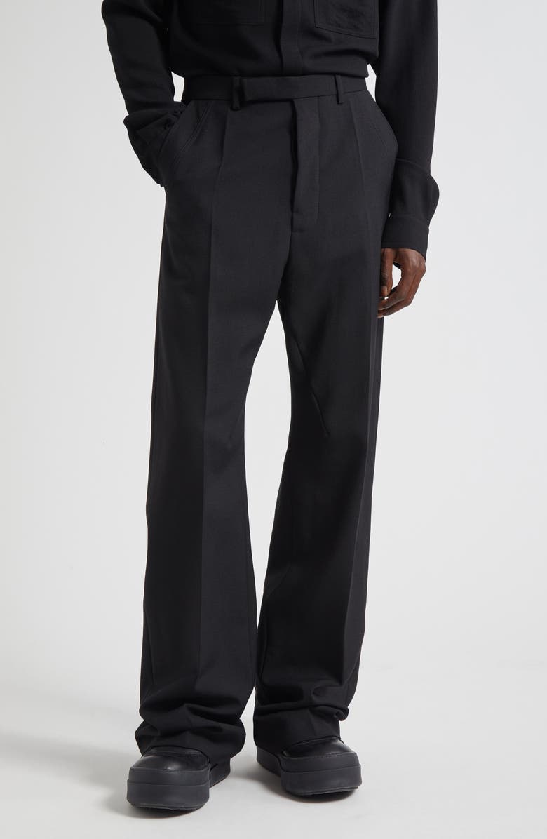 Rick Owens Tailored Geth Wide Leg Virgin Wool Pants, Main, color, Black