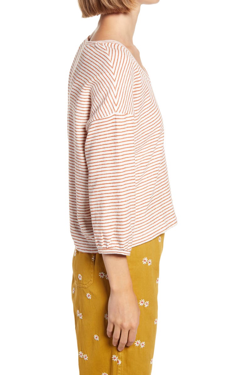 Madewell V-Neck Bubble-Sleeve Sweatshirt, Alternate, color, 