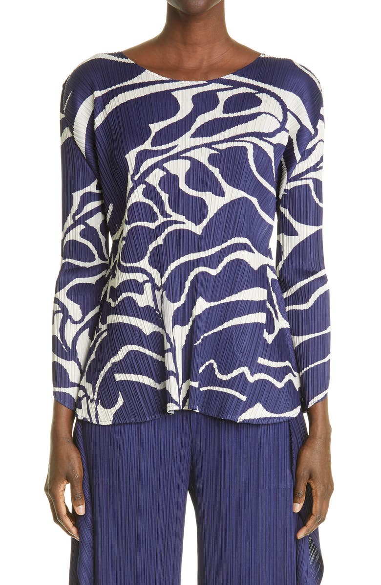 Pleats Please Issey Miyake Dreaming Leaves Pleated Top, Main, color,