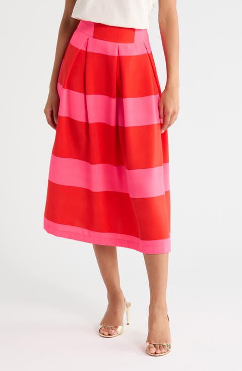 Lolli Stripe Pleated Midi Skirt