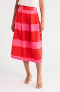 SUGARLIPS Lolli Stripe Pleated Midi Skirt