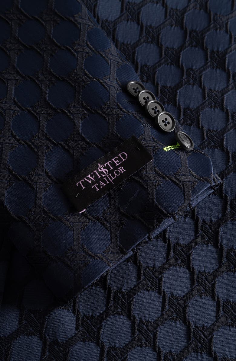 Twisted Tailor Papatya Slim Fit Navy Jacquard Suit Jacket, Alternate, color, 