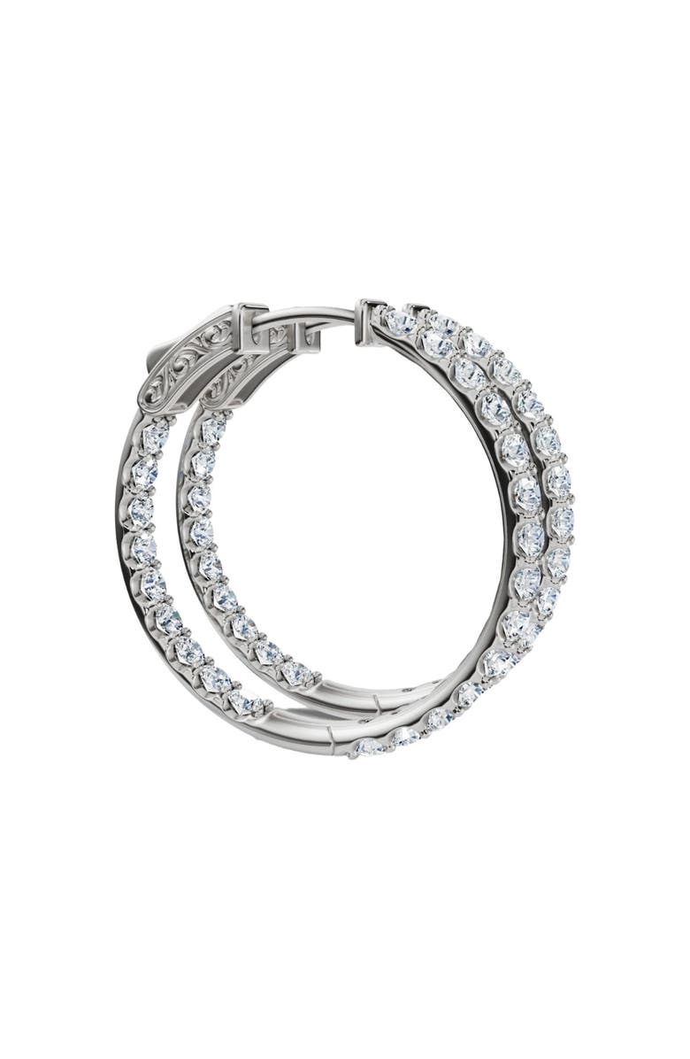 Bliss Diamond 3Ct Diamond Hoops Women's Lab Grown Earrings 10K Gold 1 1/4" Tall, Alternate, color, 10K White Gold