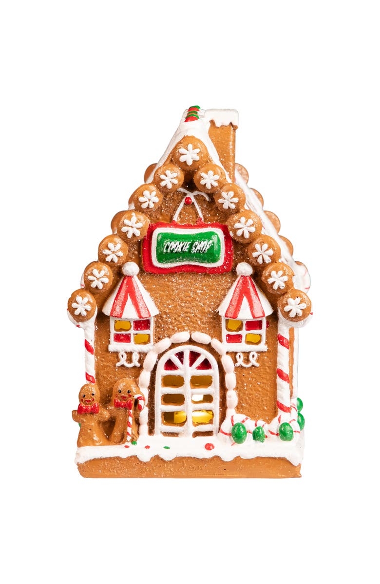 Northlight Lighted Candy Cane Gingerbread Men Cookie Shop Christmas Decoration - 5.75", Main, color, 