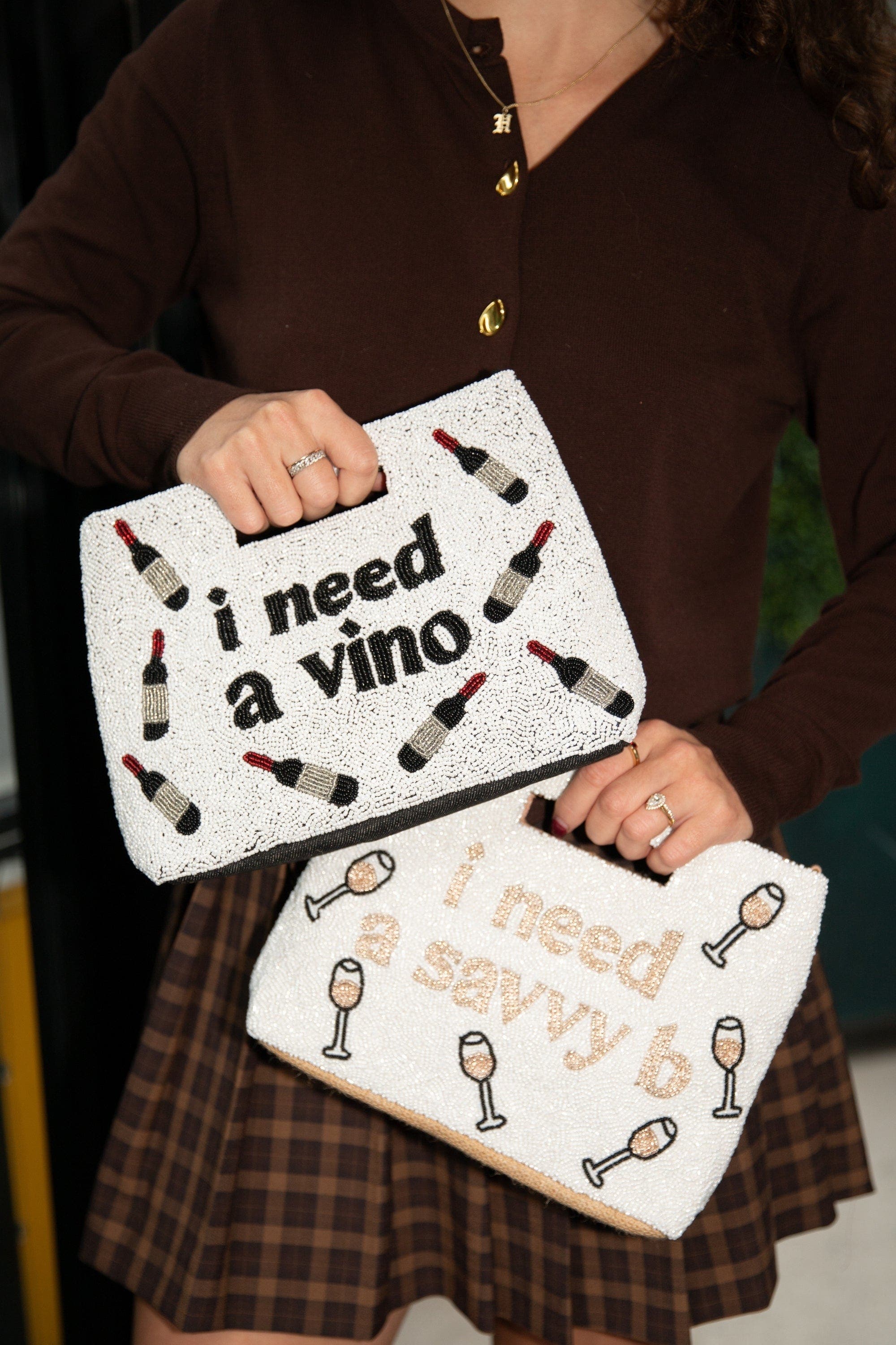 Island to East Side I Need a Savvy B Handle Pouch, Alternate, color, White