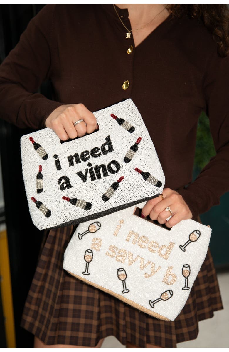 Island to East Side I Need a Savvy B Handle Pouch, Alternate, color, White