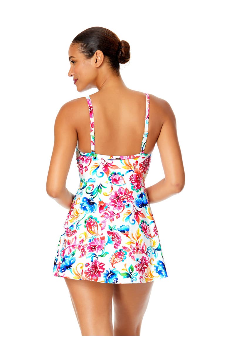 Anne Cole Women's Watercolor Paisley Classic Swim Dress, Alternate, color, Watercolor Paisley