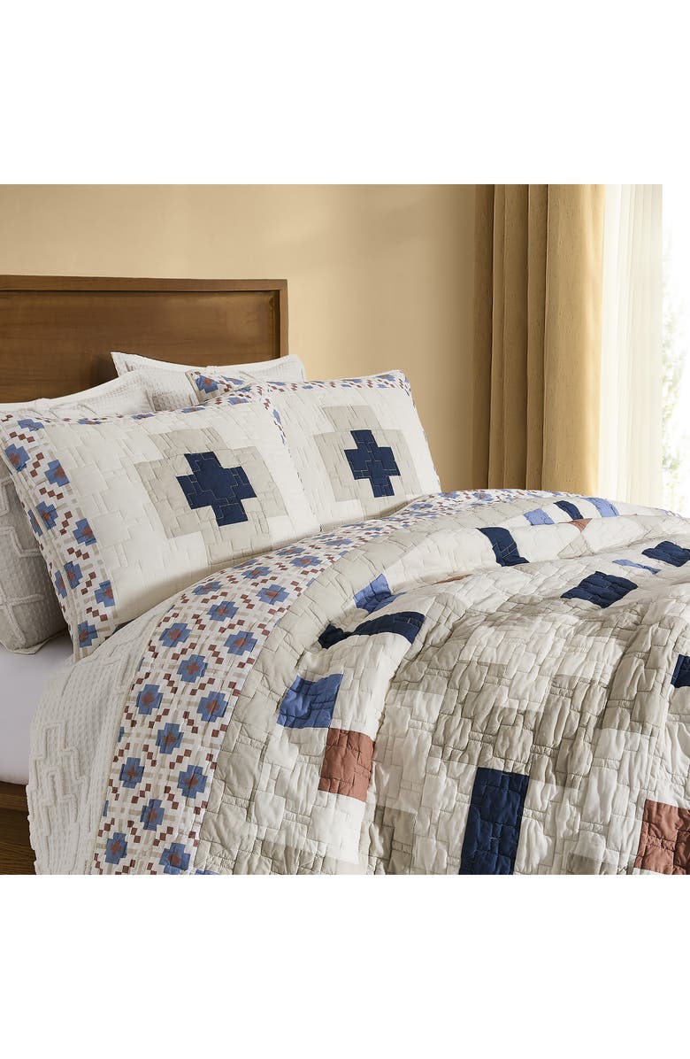 Pendleton Meadow Summit Quilt & Shams Set, Alternate, color, Tan/ Ivory/ Blue