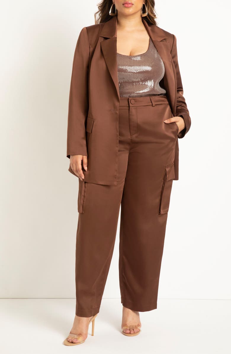 ELOQUII Satin Cargo Pants, Alternate, color,