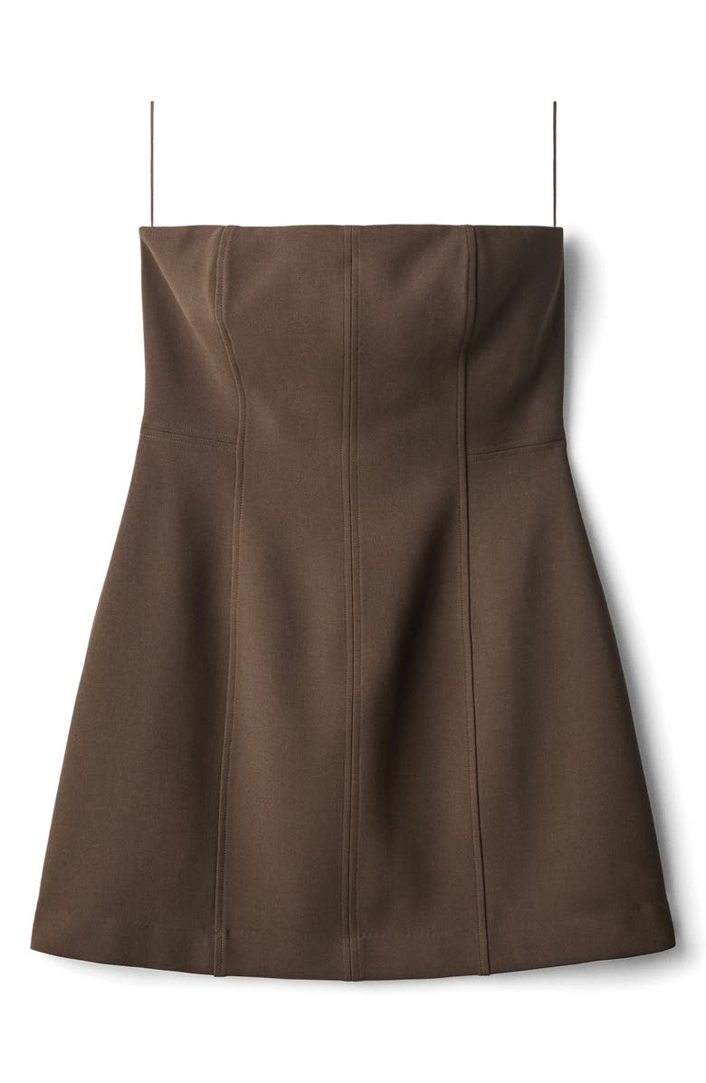 MANGO Strapless Fit & Flare Minidress, Alternate, color, Chocolate