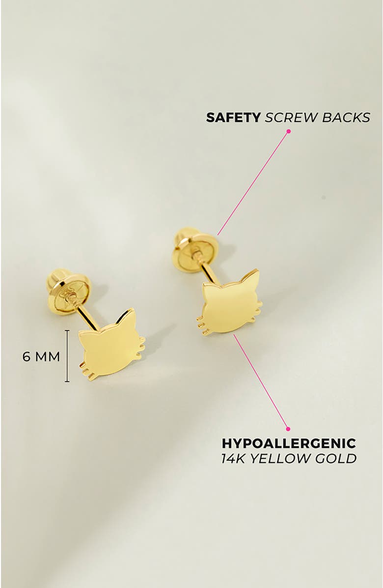 In Season Jewelry 14k Polished Kitty Cat Earrings, Alternate, color, Gold