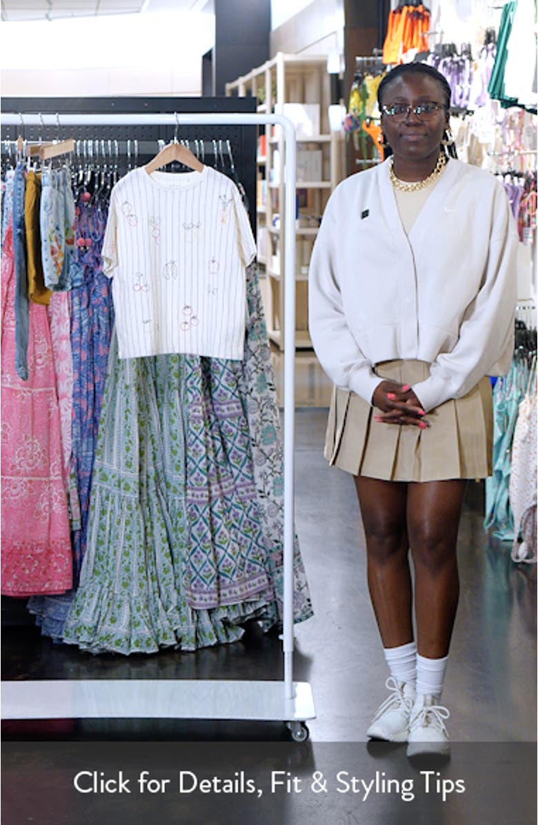 Kids' Stripe Embroidered Fruit Cotton Graphic T-Shirt, sales video thumbnail