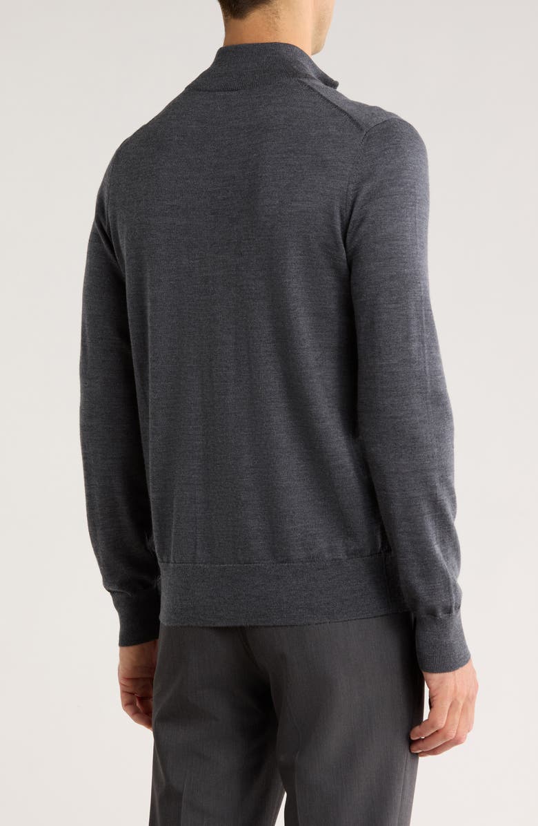 Brooks Brothers Wool Full Zip Sweater, Alternate, color, Charcoal