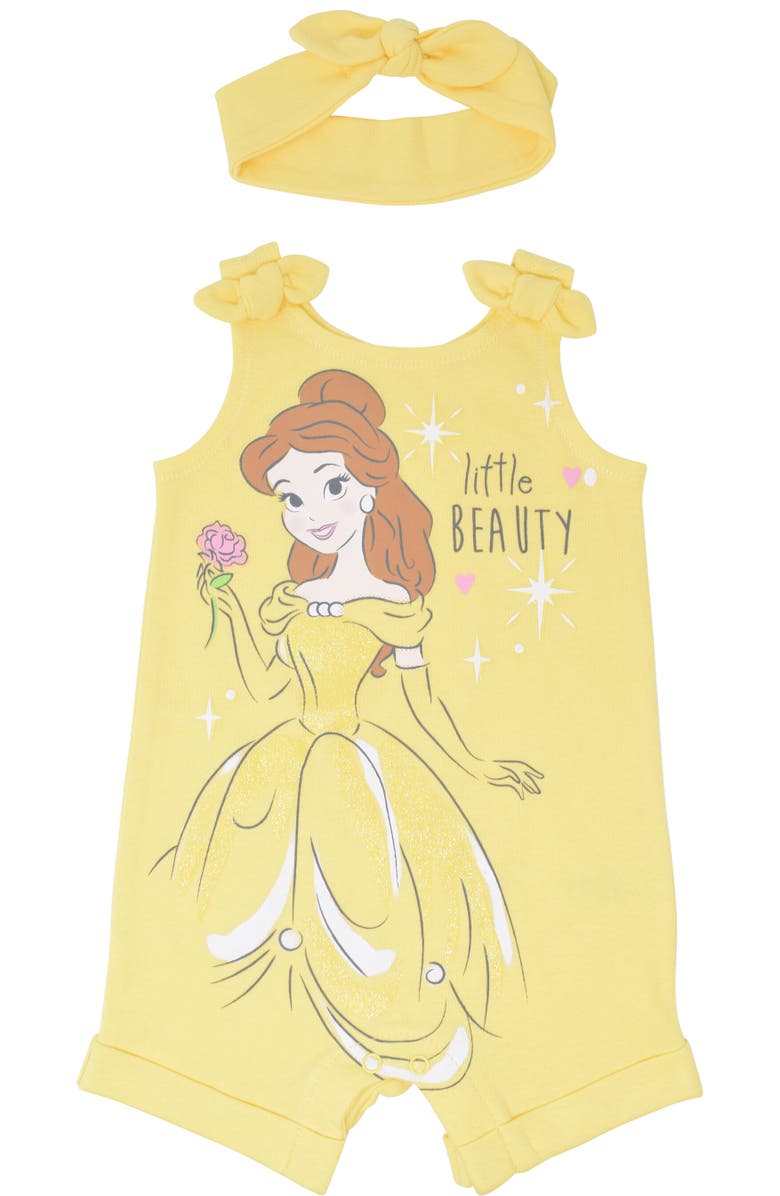 Disney Princess Sleeveless Romper Headband Set, Main, color, Belle Yellow Yellow