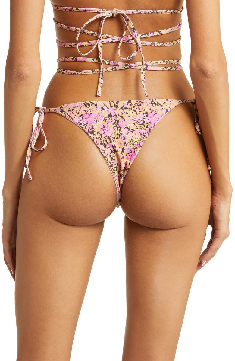HOUSE OF CB Floral Print Reversible Bikini Bottoms, Alternate, color, Pink