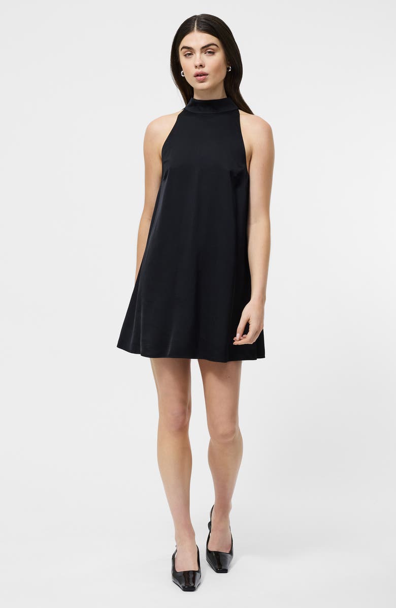 French Connection Ennis Satin Babydoll Minidress, Alternate, color, Black