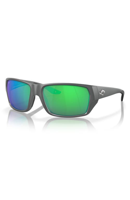 Costa Del Mar Tailfin 57mm Polarized Rectangular Sunglasses In Matte Gray/green Mirror 580p