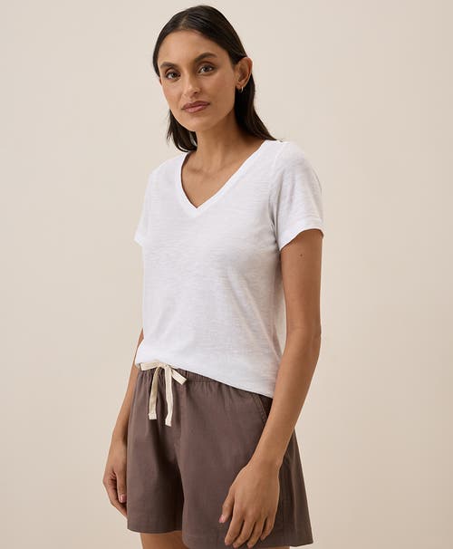 Pact Organic Cotton Featherweight Slub V-neck Tee In White