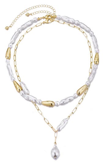 Adornia Set Of 2 Faux Pearl Necklaces In Gold