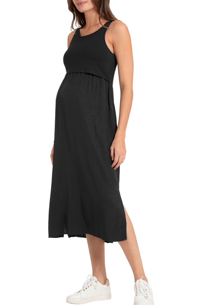 Seraphine Mixed Media Maternity/Nursing Midi Dress, Main, color, 