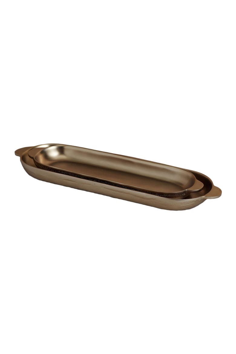 Stinson Antique Brass Long Trays - Set of 2, Main, color, Gold